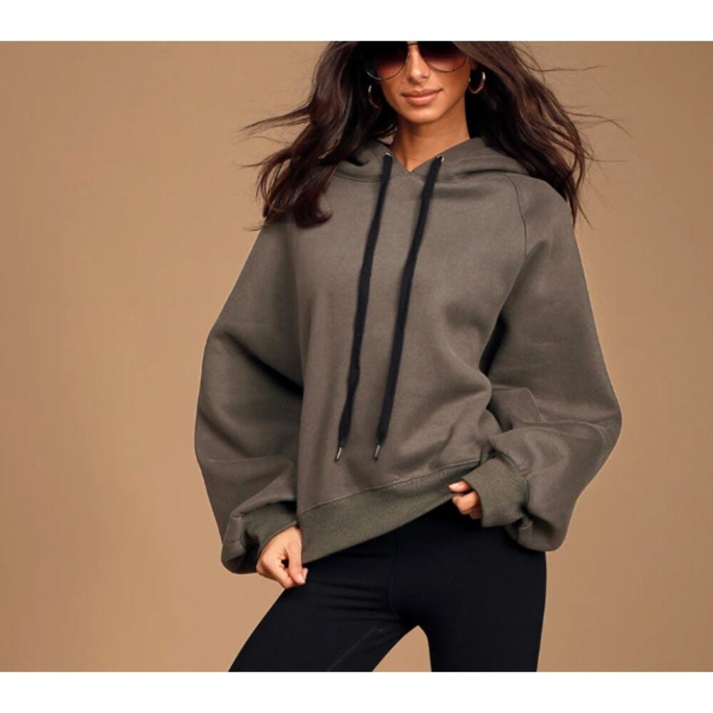 NYTT Edinburgh Charcoal Gray Womens Oversized Hoodie Medium